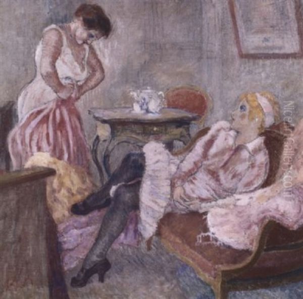 Deux Femmes S'habillant Oil Painting by Louis Auguste Mathieu Legrand