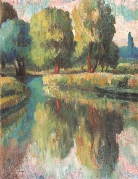 Arbres Au Bord De L'eau Oil Painting by Louis Auguste Mathieu Legrand