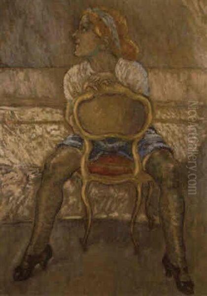 La Rousse Aux Bas Noirs Oil Painting by Louis Auguste Mathieu Legrand