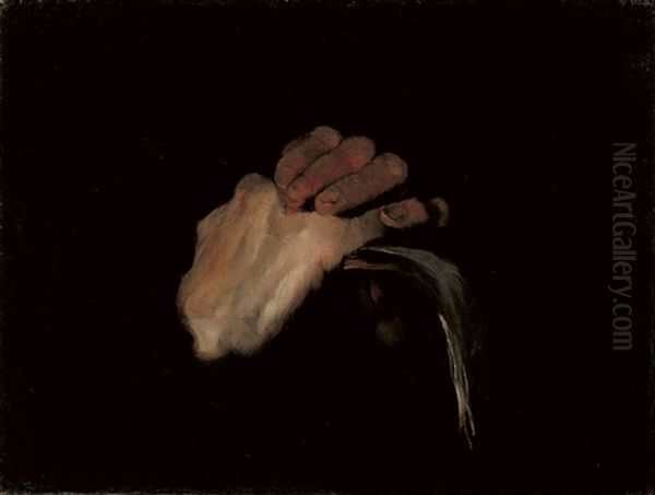 Zwei Hande Mit Stock Oil Painting by Wilhelm Maria Hubertus Leibl