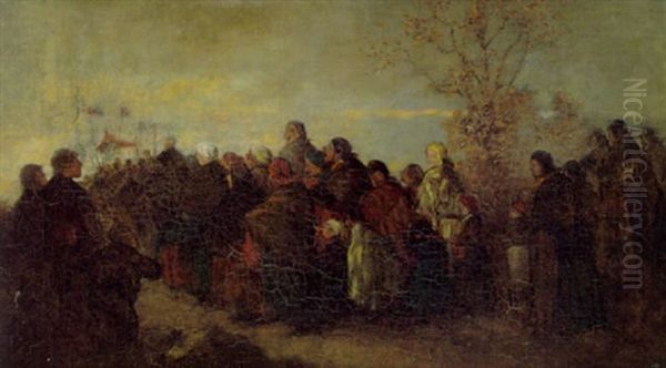 Dorfprozession Oil Painting by Wilhelm Maria Hubertus Leibl