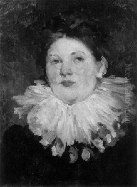 Junges Madchen Mit Weiser Halskrause (alix Biermann) Oil Painting by Wilhelm Leibl