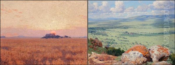 Group 2 - The Wild Dog Group (study) (+ Athi Plains; Pair) Oil Painting by William Robinson Leigh