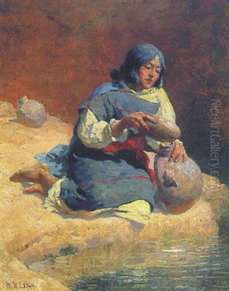 At The Water-hole Oil Painting by William Robinson Leigh
