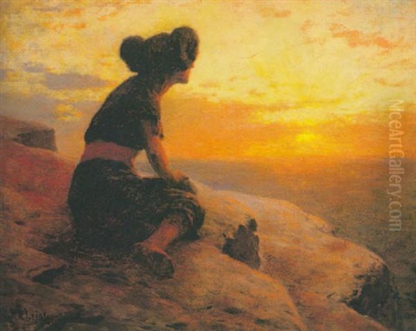 Arizona Sunset Oil Painting by William Robinson Leigh