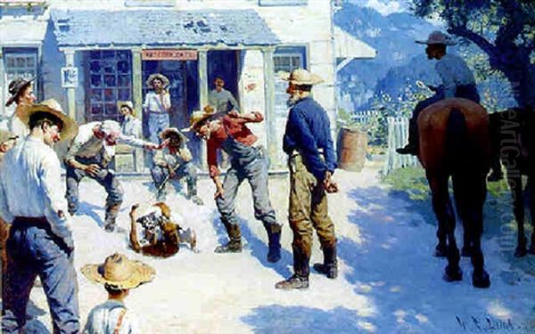 Dog Fight Oil Painting by William Robinson Leigh