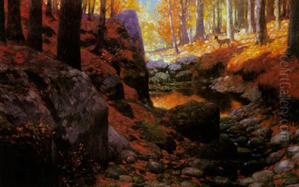 Deer In Forest Oil Painting by William Robinson Leigh