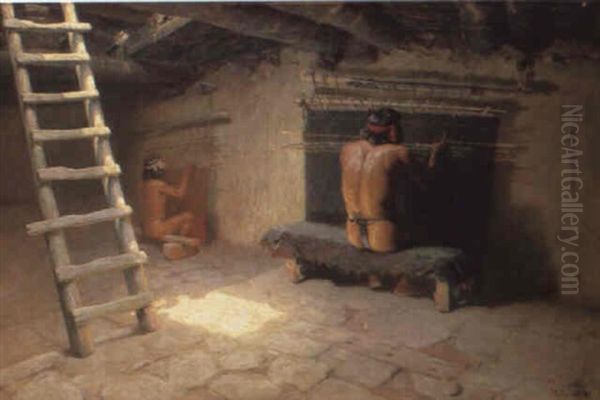 Indians Weaving Oil Painting by William Robinson Leigh