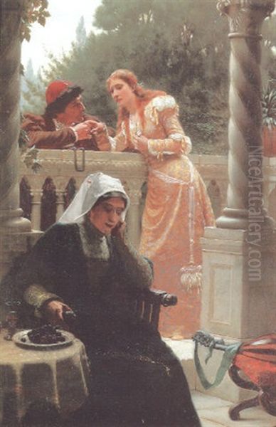 A Stolen Interview Oil Painting by Edmund Blair Leighton