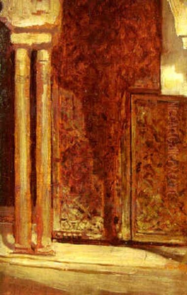 A Corner Of The Alhambra, Granada Oil Painting by Lord Frederick Leighton