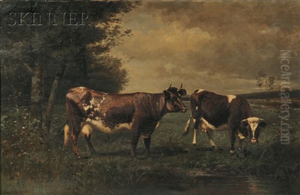 Pastoral Landscape With Grazing Cows Oil Painting by Scott Leighton