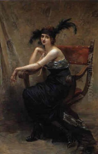Femme Assise Dans Un Fauteuil Dagobert Oil Painting by Madeleine Jeanne Lemaire