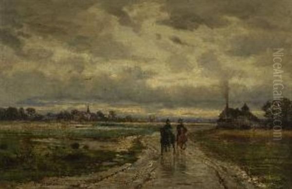 Zwei Reiter Auf Der Landstrase Oil Painting by Nathanael Lemaitre