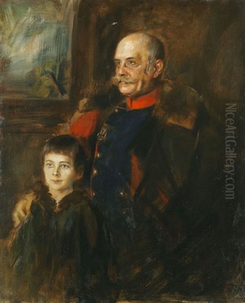 General Von Hartmann Und Sohn Hermann Oil Painting by Lenbach Franz Von