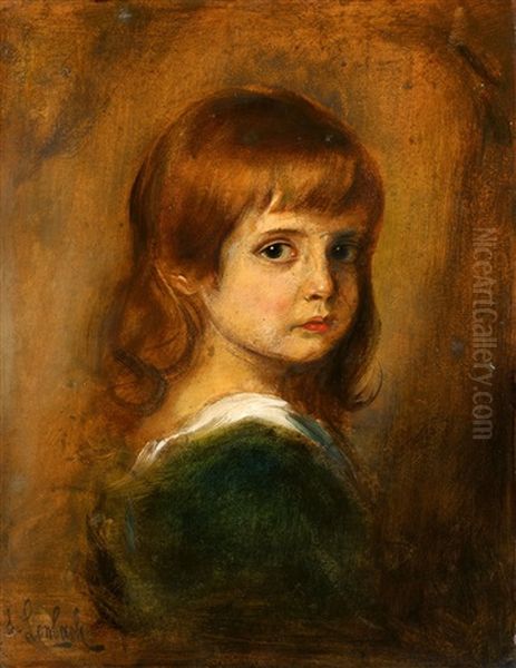 Portrait Eines Jungen Madchens Oil Painting by Franz Seraph von Lenbach