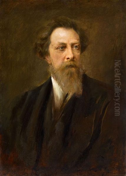 Portrat Des Bildhauers Reinhold Begas Oil Painting by Franz Seraph von Lenbach