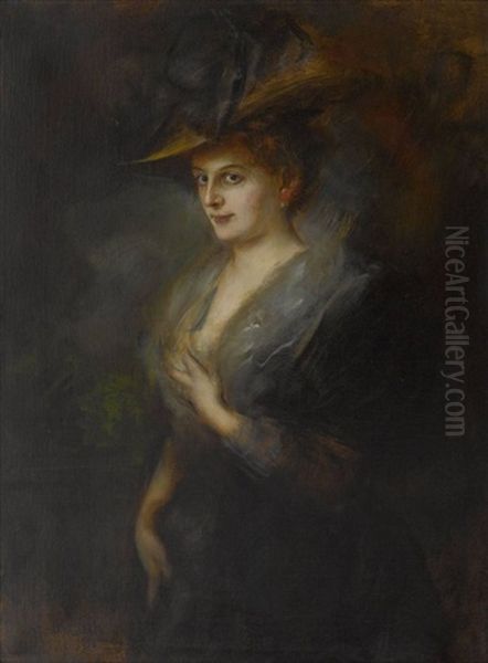 Damenportrat Oil Painting by Franz Seraph von Lenbach