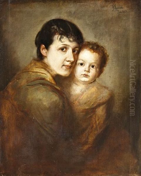 Anya Gyermekevel Oil Painting by Lenbach Franz Von