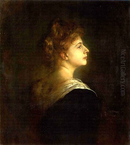 Lilly Merk Oil Painting by Franz Seraph von Lenbach