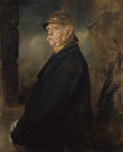 Otto Furst Von Bismarck In Uniform Oil Painting by Lenbach Franz Von
