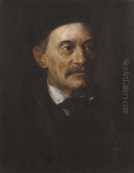 Brustbild Des Munchener Theologen Theodor E. Oil Painting by Franz Seraph von Lenbach