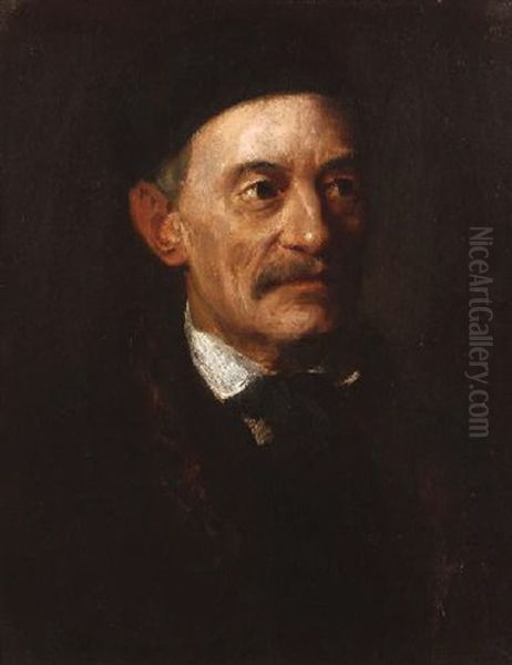 Brustbild Des Munchener Theologen Theodor E. Oil Painting by Franz Seraph von Lenbach