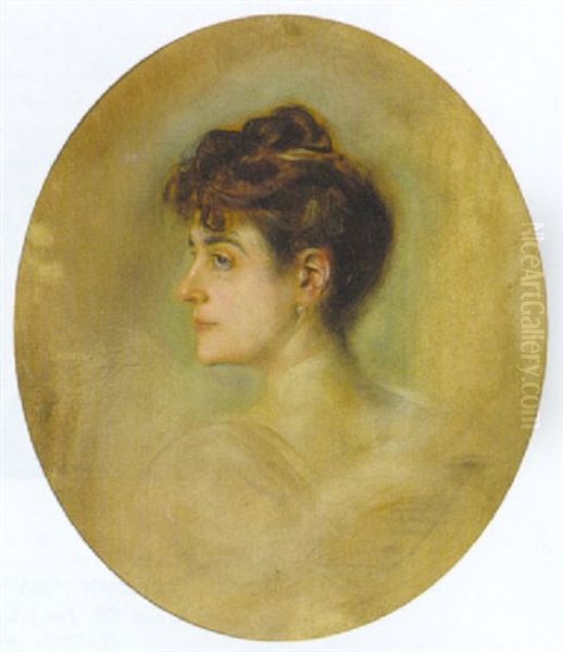 Damenportrat Im Profil Nach Links Oil Painting by Lenbach Franz Von