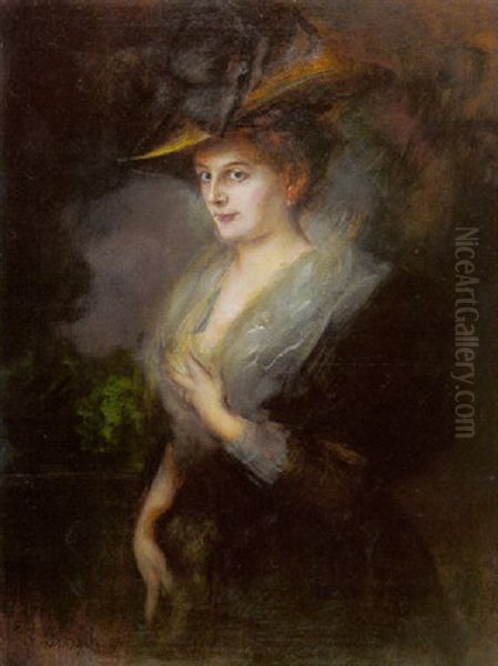Damenportrat (lilly Merk?) Oil Painting by Franz Seraph von Lenbach