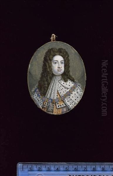 George I, King Of Great Britain, Wearing Robes Of State, White Lace Steinkirk And Collar Of The Order Of The Garter Oil Painting by Bernard (Goupy) Lens III