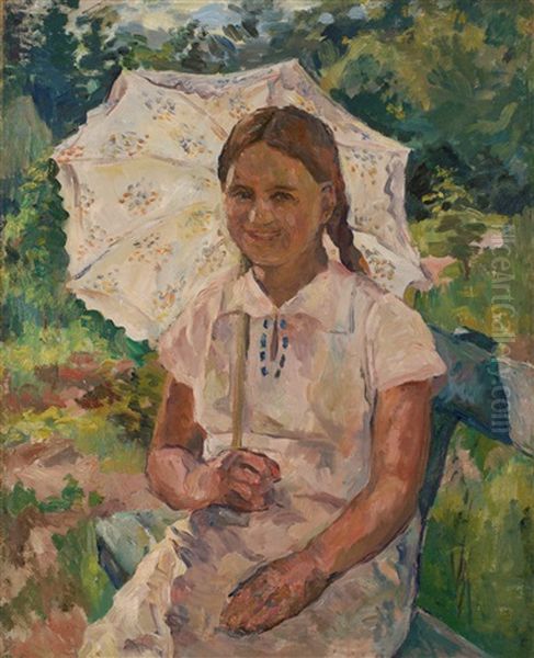 Girl With A Parasol Oil Painting by Aristarkh Vasilevich Lentulov