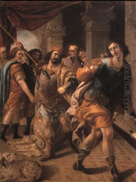 David Before Saul Oil Painting by Jose (Jusepe) Leonardo de Chavier