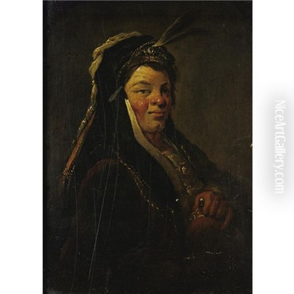 Portrait Of A Man With Oriental Headdress Oil Painting by Nicolas Bernard Lepicie