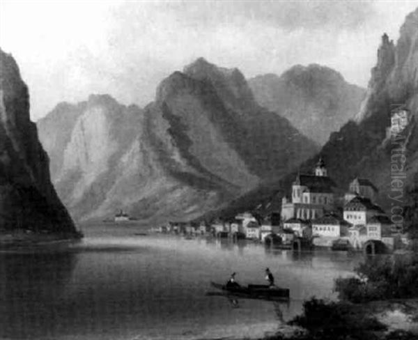 Blick Auf Hallstadt Oil Painting by Ferdinand Lepie
