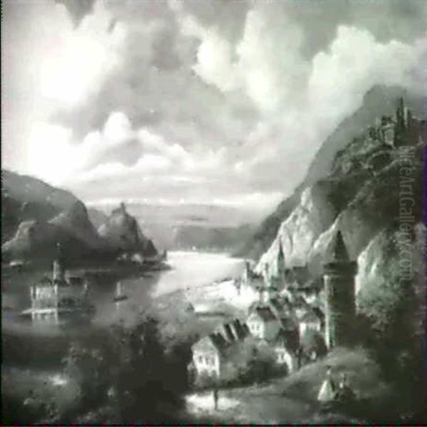 Rheinlandschaft Mit Einem Wasserschloss Oil Painting by Ferdinand Lepie