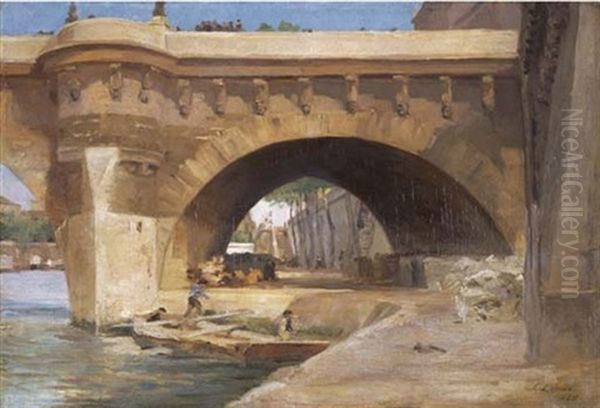 Pont De La Seine Oil Painting by Stanislas Lepine