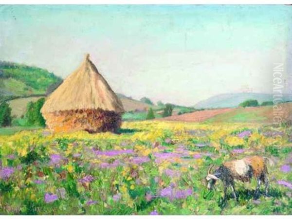 Chevre Dans Un Pres Oil Painting by France Leplat