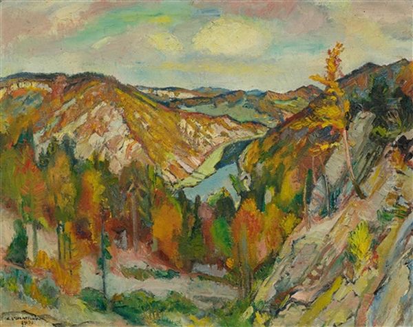 Vallee Du Doubs Vers Biaufond Oil Painting by Charles L'Eplattenier