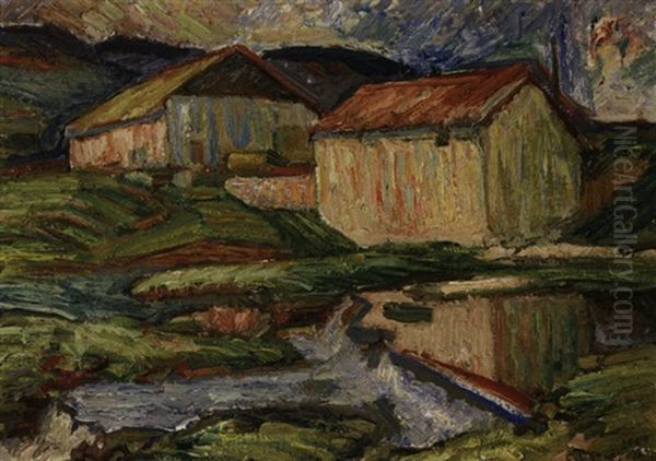 Scierie Aux Ponts Oil Painting by Charles L'Eplattenier