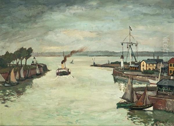 Honfleur Sortie Du Port Oil Painting by Marcel Leprin