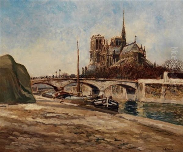 Le Chevet De Notre Dame Oil Painting by Marcel Francois Leprin