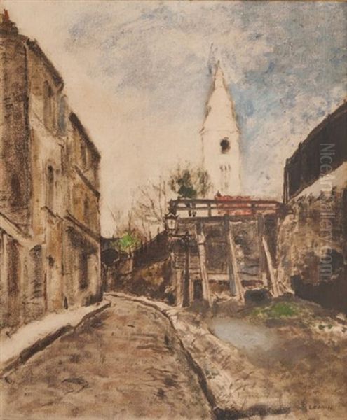 Rue Norvin A Montmartre Oil Painting by Marcel Francois Leprin