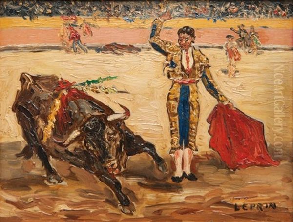 Scene De Tauromachie Oil Painting by Marcel Francois Leprin