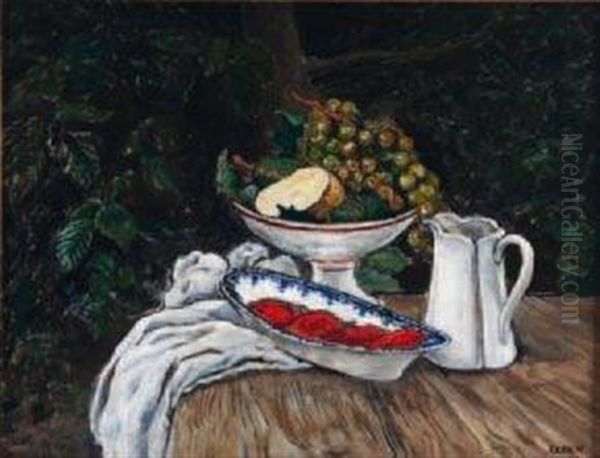 Nature Morte A La Coupe De Fruits Oil Painting by Marcel Francois Leprin