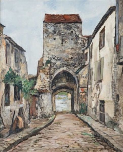 Vue D'une Ruelle Oil Painting by Marcel Francois Leprin