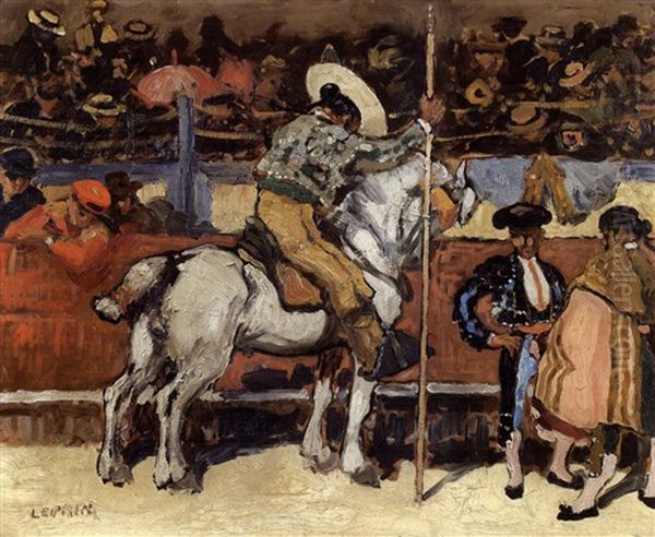 Scene De Tauromachie Oil Painting by Marcel Francois Leprin
