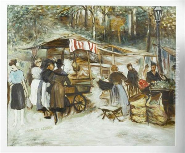Strassenszene Mit Marktfrauen Oil Painting by Marcel Francois Leprin
