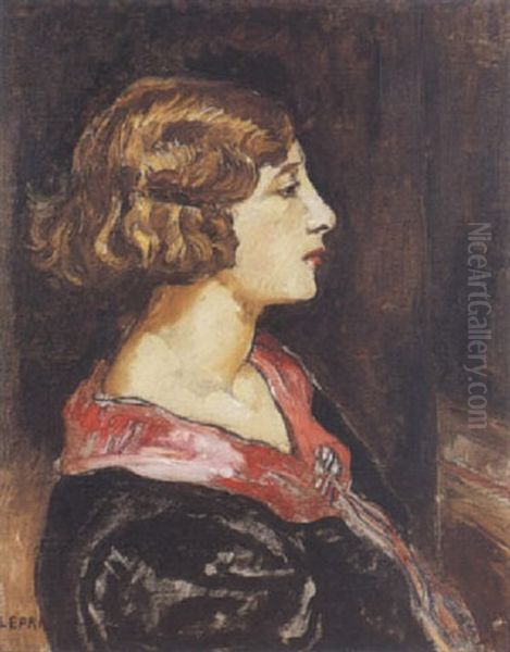 Portrait De Femme Oil Painting by Marcel Francois Leprin