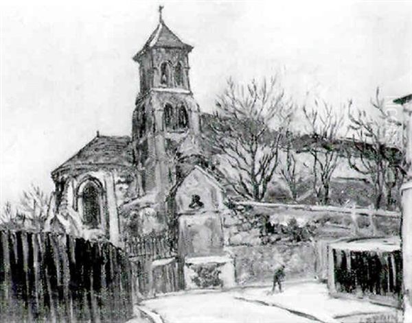 L'eglise Oil Painting by Marcel Francois Leprin