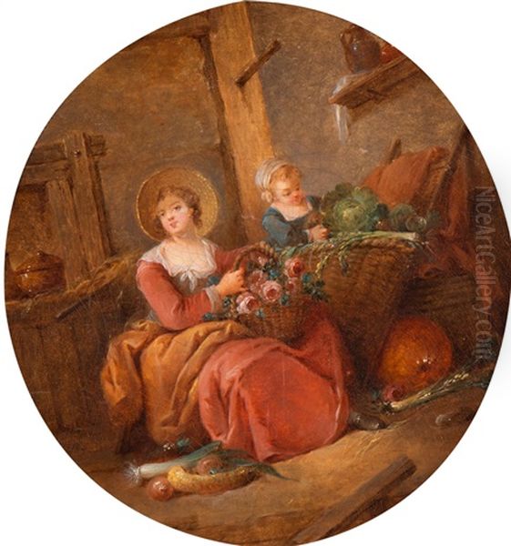 Home From Market Oil Painting by Auguste-Xavier Leprince