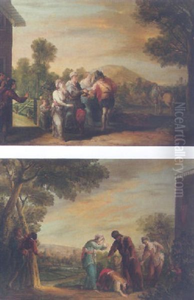 The Departure Of The Prodigal Son Oil Painting by Jean-Baptiste Leprince